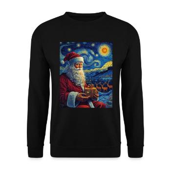 Weihnachtsmann Frauen Männer Kinder Weihnachten - Unisex Pullover - Schwarz - Vorne - Alina (178cm) & Michal (187cm)