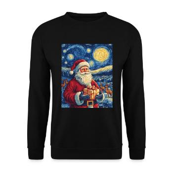 Weihnachtsmann Frauen Männer Kinder Weihnachten - Unisex Pullover - Schwarz - Vorne - Alina (178cm) & Michal (187cm)