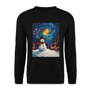 Schneemann Weihnachten Frauen Männer Kinder - Unisex Pullover - Schwarz - Vorne - Alina (178cm) & Michal (187cm)