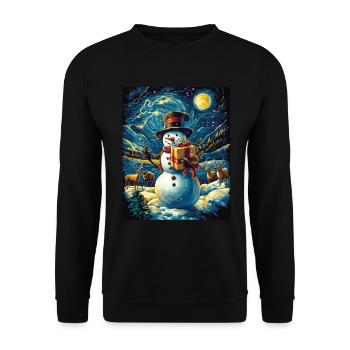 Schneemann Weihnachten Frauen Männer Kinder - Unisex Pullover - Schwarz - Vorne - Alina (178cm) & Michal (187cm)