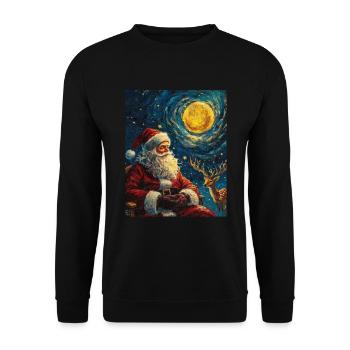 Weihnachtsmann Frauen Männer Kinder Weihnachten - Unisex Pullover - Schwarz - Vorne - Alina (178cm) & Michal (187cm)