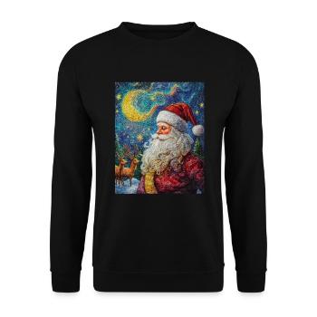 Weihnachtsmann Frauen Männer Kinder Weihnachten - Unisex Pullover - Schwarz - Vorne - Alina (178cm) & Michal (187cm)