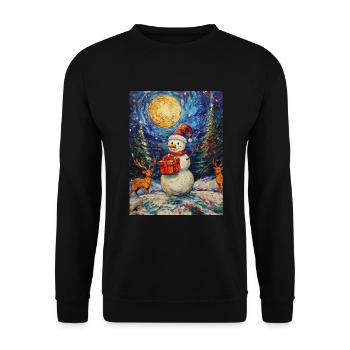 Schneemann Weihnachten Frauen Männer Kinder - Unisex Pullover - Schwarz - Vorne - Alina (178cm) & Michal (187cm)