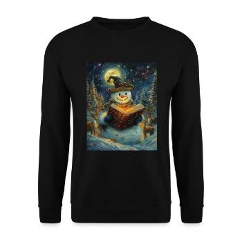 Snowman Christmas Decoration Women Men Children - Unisex Sweatshirt - black - Front - Alina (178cm) & Michal (187cm)