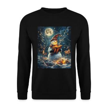 Snowman Christmas Decoration Women Men Children - Unisex Sweatshirt - black - Front - Alina (178cm) & Michal (187cm)