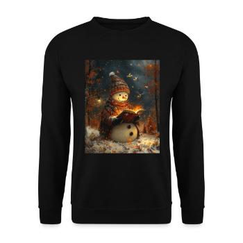 Snowman Christmas Decoration Women Men Children - Unisex Sweatshirt - black - Front - Alina (178cm) & Michal (187cm)