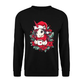 Unicorn Coffee Christmas Women Men Children - Unisex Sweatshirt - black - Front - Alina (178cm) & Michal (187cm)