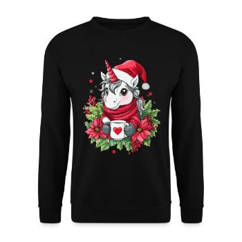 Unicorn Coffee Christmas Women Men Children - Unisex Sweatshirt - black - Front - Alina (178cm) & Michal (187cm)