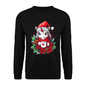 Unicorn Coffee Christmas Women Men Children - Unisex Sweatshirt - black - Front - Alina (178cm) & Michal (187cm)