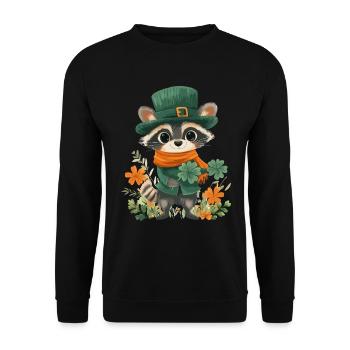 St Patrick’s Day Raccoon Décoration Femmes Hommes Enfants - Sweat-shirt Unisexe - noir - Devant - Alina (178cm) & Michal (187cm)