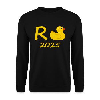 Ente Rente 2025 Pension Ruhestand Opa Oma Rentner - Unisex Pullover - Schwarz - Vorne - Alina (178cm) & Michal (187cm)