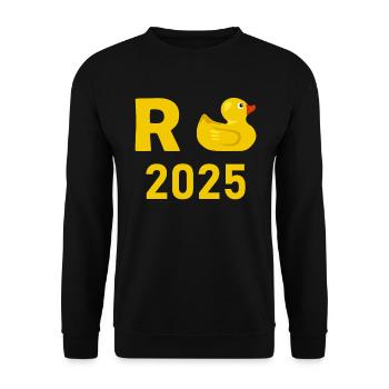 Ente Rente 2025 Pension Ruhestand Opa Oma Rentner - Unisex Pullover - Schwarz - Vorne - Alina (178cm) & Michal (187cm)