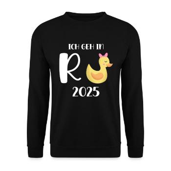 Canard Pension 2025 Pension Retraite Grand-père Mamie Retraité - Sweat-shirt Unisexe - noir - Devant - Alina (178cm) & Michal (187cm)