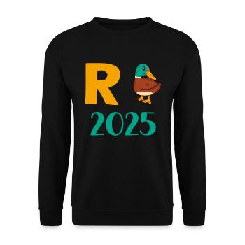Canard Pension 2025 Pension Retraite Grand-père Mamie Retraité - Sweat-shirt Unisexe - noir - Devant - Alina (178cm) & Michal (187cm)