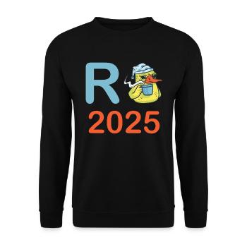 Ente Rente 2025 Pension Ruhestand Opa Oma Rentner - Unisex Pullover - Schwarz - Vorne - Alina (178cm) & Michal (187cm)