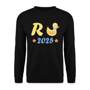 Ente Rente 2025 Pension Ruhestand Opa Oma Rentner - Unisex Pullover - Schwarz - Vorne - Alina (178cm) & Michal (187cm)