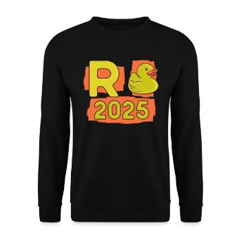 Ente Rente 2025 Pension Ruhestand Opa Oma Rentner - Unisex Pullover - Schwarz - Vorne - Alina (178cm) & Michal (187cm)