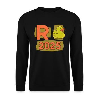 Ente Rente 2025 Pension Ruhestand Opa Oma Rentner - Unisex Pullover - Schwarz - Vorne - Alina (178cm) & Michal (187cm)