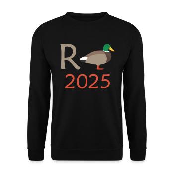 Ente Rente 2025 Pension Ruhestand Opa Oma Rentner - Unisex Pullover - Schwarz - Vorne - Alina (178cm) & Michal (187cm)