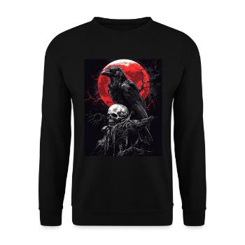 Corbeau Crâne Lune Gothique Noir Corbeau - Sweat-shirt Unisexe - noir - Devant - Alina (178cm) & Michal (187cm)