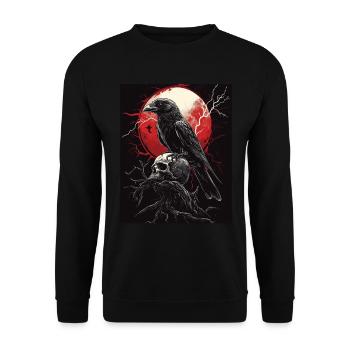 Raven Skull Moon Dark Gothic Black Crow - Unisex Sweatshirt - black - Front - Alina (178cm) & Michal (187cm)