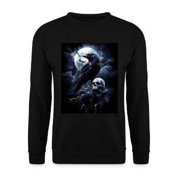 Corbeau Crâne Lune Gothique Noir Corbeau - Sweat-shirt Unisexe - noir - Devant - Alina (178cm) & Michal (187cm)