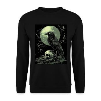 Corbeau Crâne Lune Gothique Noir Corbeau - Sweat-shirt Unisexe - noir - Devant - Alina (178cm) & Michal (187cm)