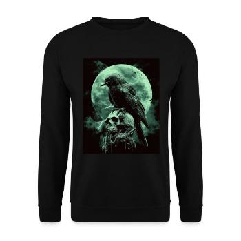 Corbeau Crâne Lune Gothique Noir Corbeau - Sweat-shirt Unisexe - noir - Devant - Alina (178cm) & Michal (187cm)