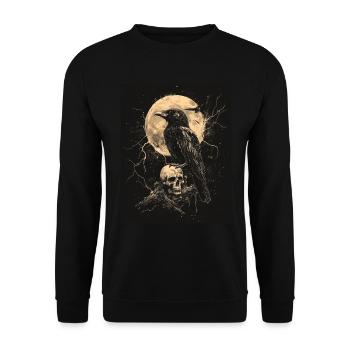 Raven Skull Moon Dark Gothic Black Crow - Unisex Sweatshirt - black - Front - Alina (178cm) & Michal (187cm)