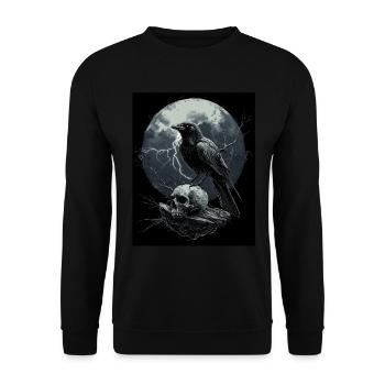 Raven Skull Moon Dark Gothic Black Crow - Unisex Sweatshirt - black - Front - Alina (178cm) & Michal (187cm)