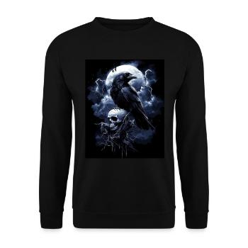 Corbeau Crâne Lune Gothique Noir Corbeau - Sweat-shirt Unisexe - noir - Devant - Alina (178cm) & Michal (187cm)