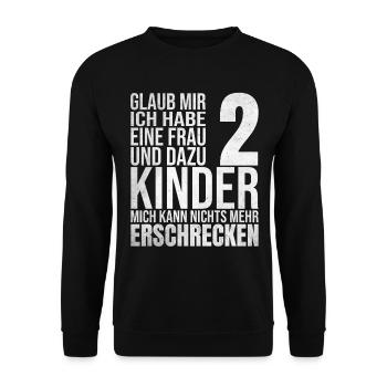 Mich kann nichts erschrecken zwei Kinder - Unisex Pullover - Schwarz - Vorne - Alina (178cm) & Michal (187cm)