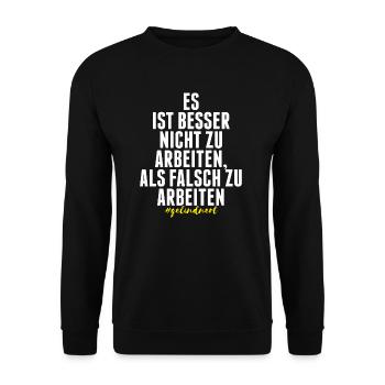 GELINDNERT KEIN BOCK AUF ARBEIT LUSTIGER SPRUCH - Unisex Pullover - Schwarz - Vorne - Alina (178cm) & Michal (187cm)