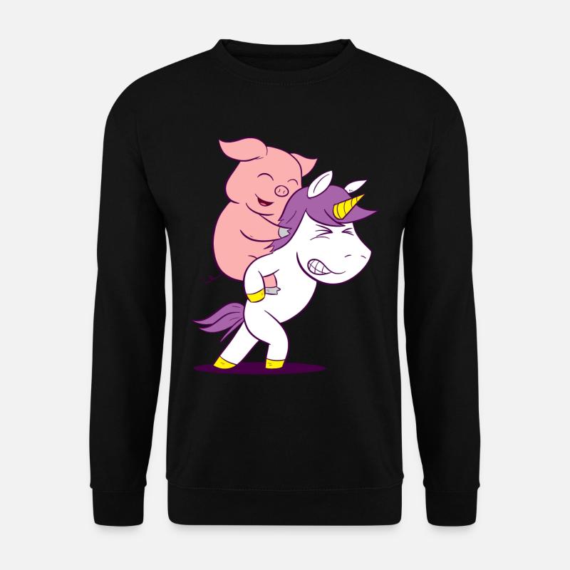 Schwein Schweinchen Einhorn - Unisex Pullover - Schwarz