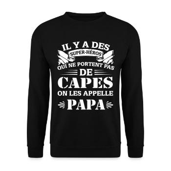 Papa Super-héros - Sweat-shirt Unisexe - noir - Devant - Alina (178cm) & Michal (187cm)