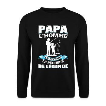 Papa Pêcheur de Légénde - Sweat-shirt Unisexe - noir - Devant - Alina (178cm) & Michal (187cm)