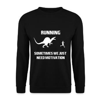 Laufen Motivation Dinosaurier Laufen Laufen - Unisex Pullover - Schwarz - Vorne - Alina (178cm) & Michal (187cm)