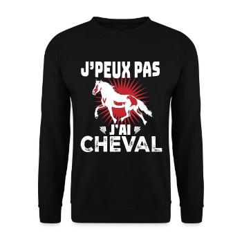 j'peux pas j'ai cheval - Sweat-shirt Unisexe - noir - Devant - Alina (178cm) & Michal (187cm)