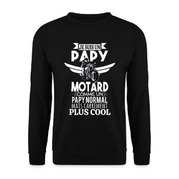 Papy motard moto - Sweat-shirt Unisexe - noir - Devant - Alina (178cm) & Michal (187cm)