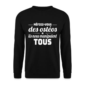 Méfiez-vous des ostéopathes - Sweat-shirt Unisexe - noir - Devant - Alina (178cm) & Michal (187cm)