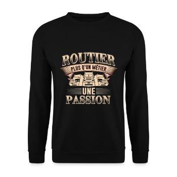 Routier plus qu'un métier - idée cadeau - Sweat-shirt Unisexe - noir - Devant - Alina (178cm) & Michal (187cm)