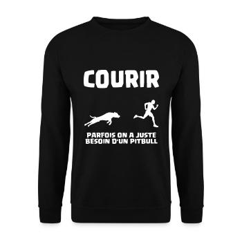 Course à pied Motivation Chien Running Pitbull - Sweat-shirt Unisexe - noir - Devant - Alina (178cm) & Michal (187cm)