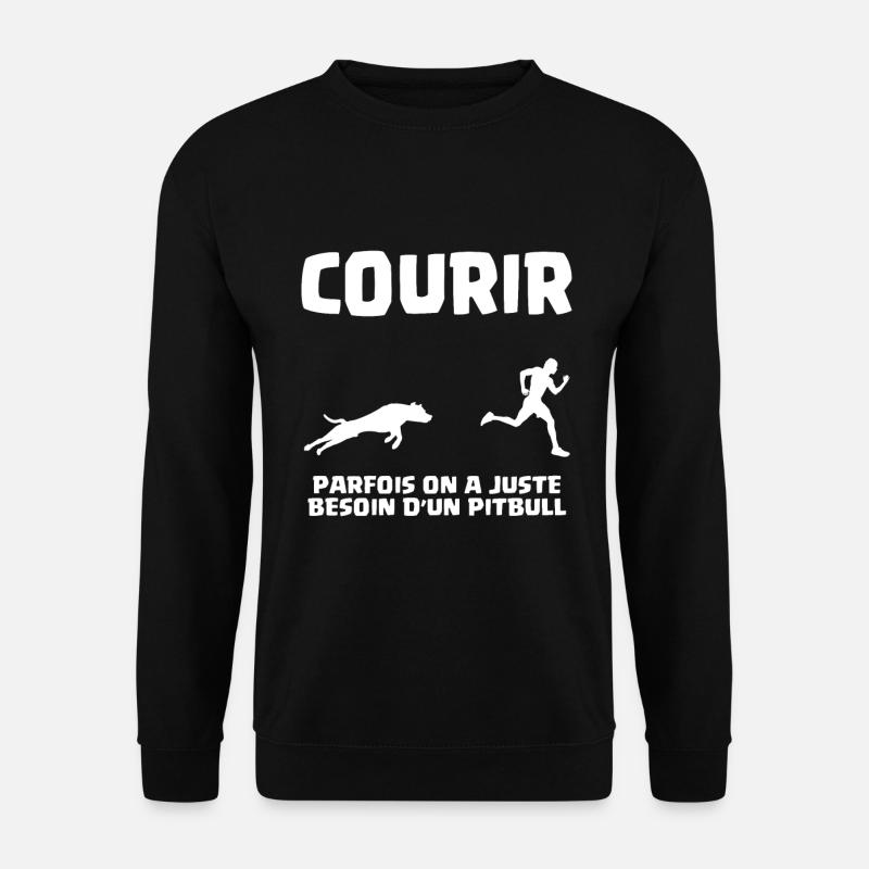 Course à pied Motivation Chien Running Pitbull - Sweat-shirt Unisexe - noir