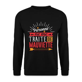 Personne ne me traite de mauviette - Sweat-shirt Unisexe - noir - Devant - Alina (178cm) & Michal (187cm)