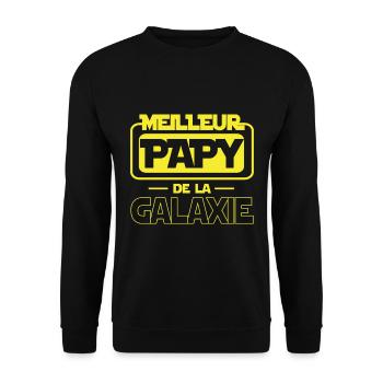 Meilleur papy de la galaxie - Idée cadeau Geek - Sweat-shirt Unisexe - noir - Devant - Alina (178cm) & Michal (187cm)