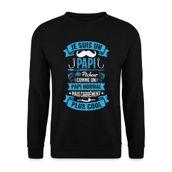 Papi Pêcheur Pêche Humour Cadeau Citation - Sweat-shirt Unisexe - noir - Devant - Alina (178cm) & Michal (187cm)