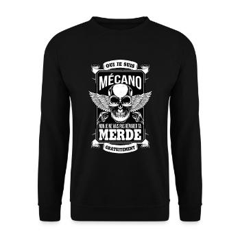 Mécano Mécanicien Garagiste Garage Cadeau Humour - Sweat-shirt Unisexe - noir - Devant - Alina (178cm) & Michal (187cm)