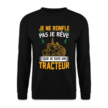 je ne ronfle pas je rêve que je suis un tracteur - Sweat-shirt Unisexe - noir - Devant - Alina (178cm) & Michal (187cm)