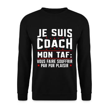 Je suis coach - humour cadeau sportif - Sweat-shirt Unisexe - noir - Devant - Alina (178cm) & Michal (187cm)
