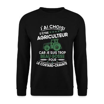 J'ai choisi d'être agriculteur - humour cadeau - Sweat-shirt Unisexe - noir - Devant - Alina (178cm) & Michal (187cm)